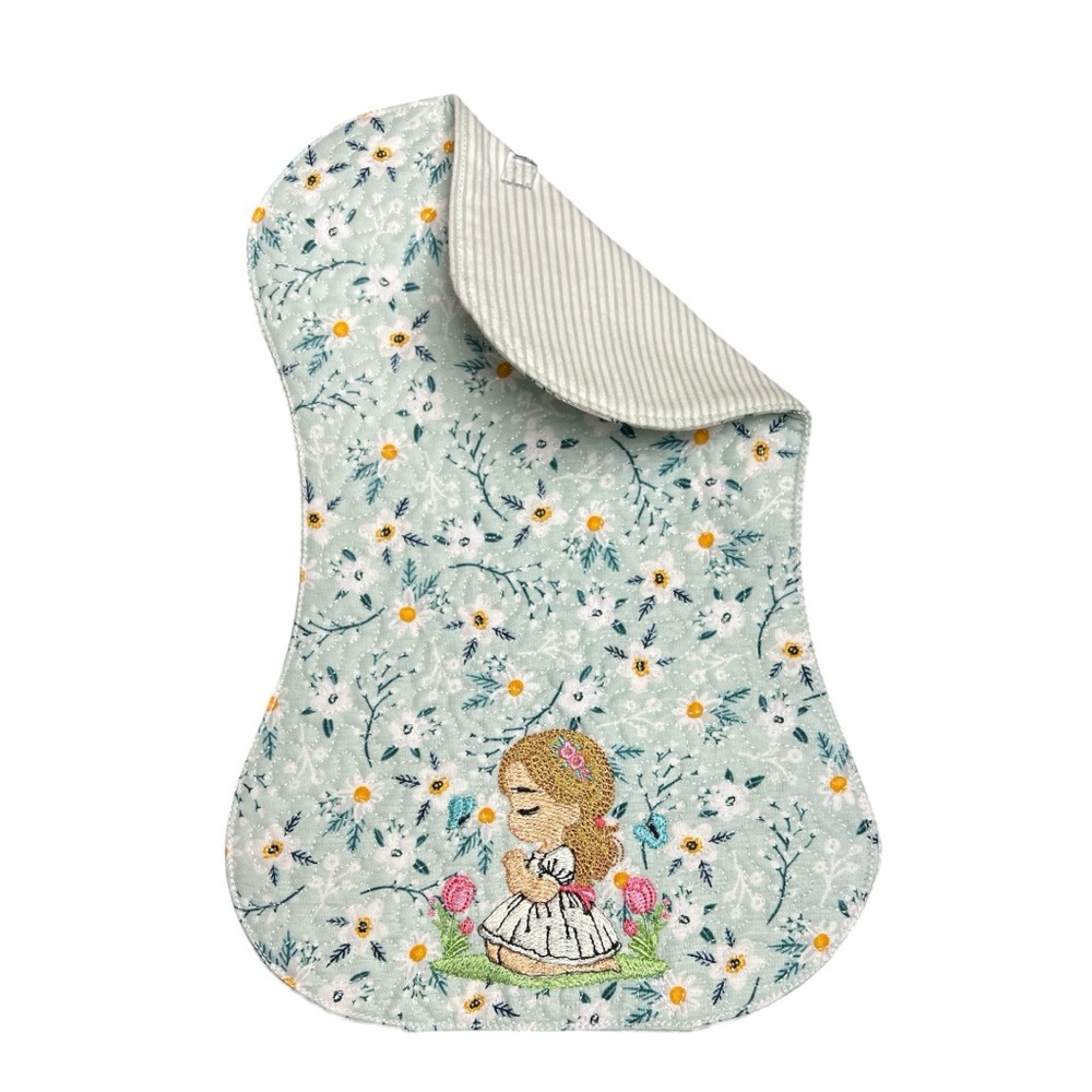 Hand Crafted Flannel Burp Cloth Contoured Padded Fabric Quilted Reversible